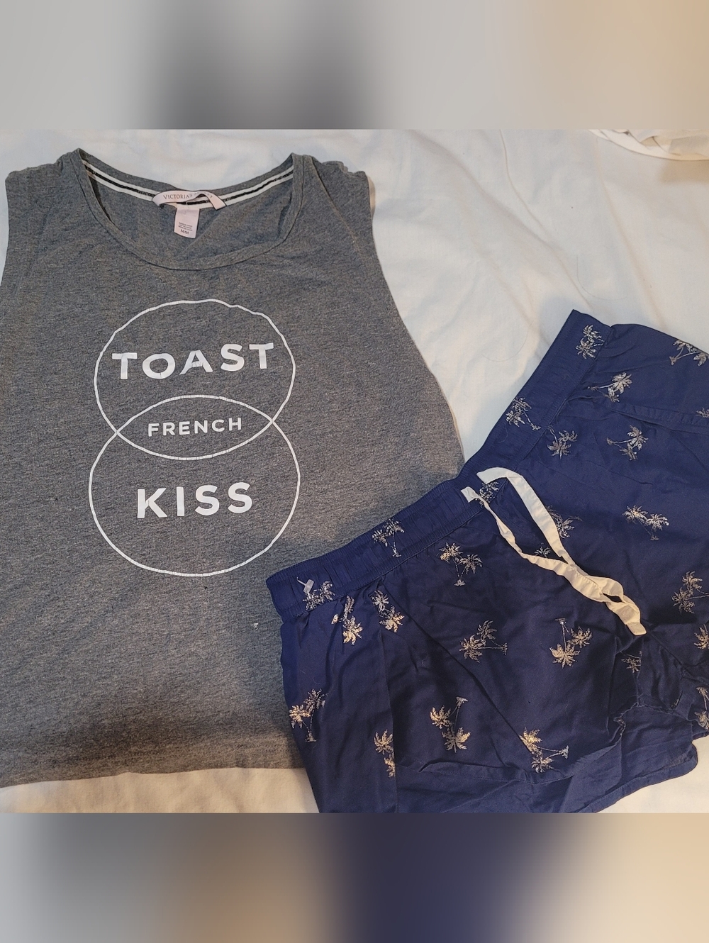 Victoria's Secret Gray Graphic Tee with White Print